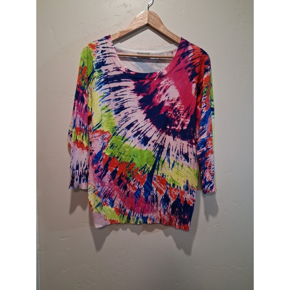 Joseph A. Wmn's Sz M Bright Colorful Abstract Long Sleeve Sweater Wearable Art